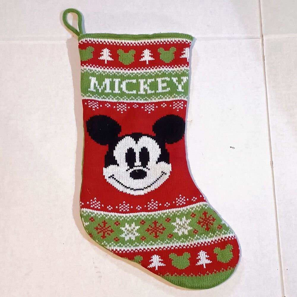 Disney Mickey Mouse Knit Christmas Stocking-Fair Isle Sweater Style-2023-19 inch